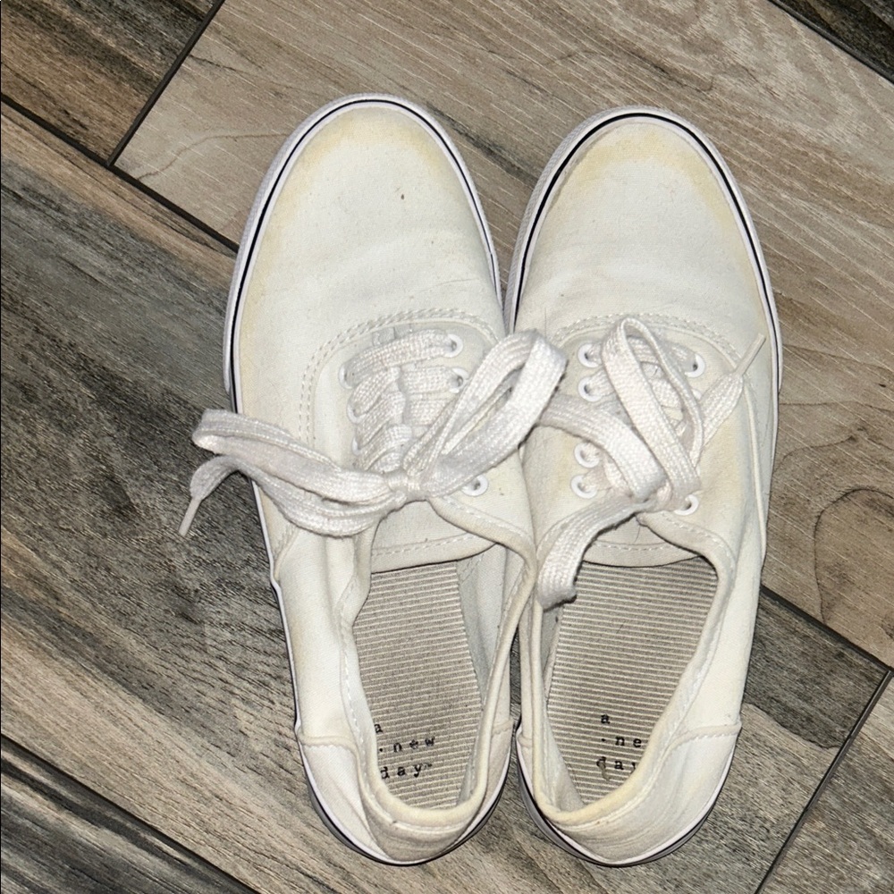 White Lace-Up Sneakers